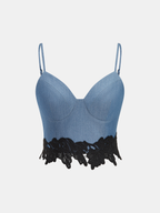Lace Trim Cropped Cami Top with Adjustable Straps