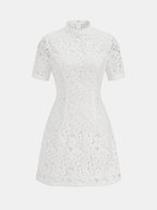 Cheongsam Style Lace Short Sleeve Dress for Elegant Evenings