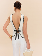 Scalloped Trim Tie-Back Sweater Vest for Layering Outfits