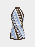 Halter Striped Satin Tie-Waist Blouse Women's Elegant Summer Top