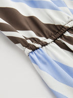 Halter Striped Satin Tie-Waist Blouse Women's Elegant Summer Top