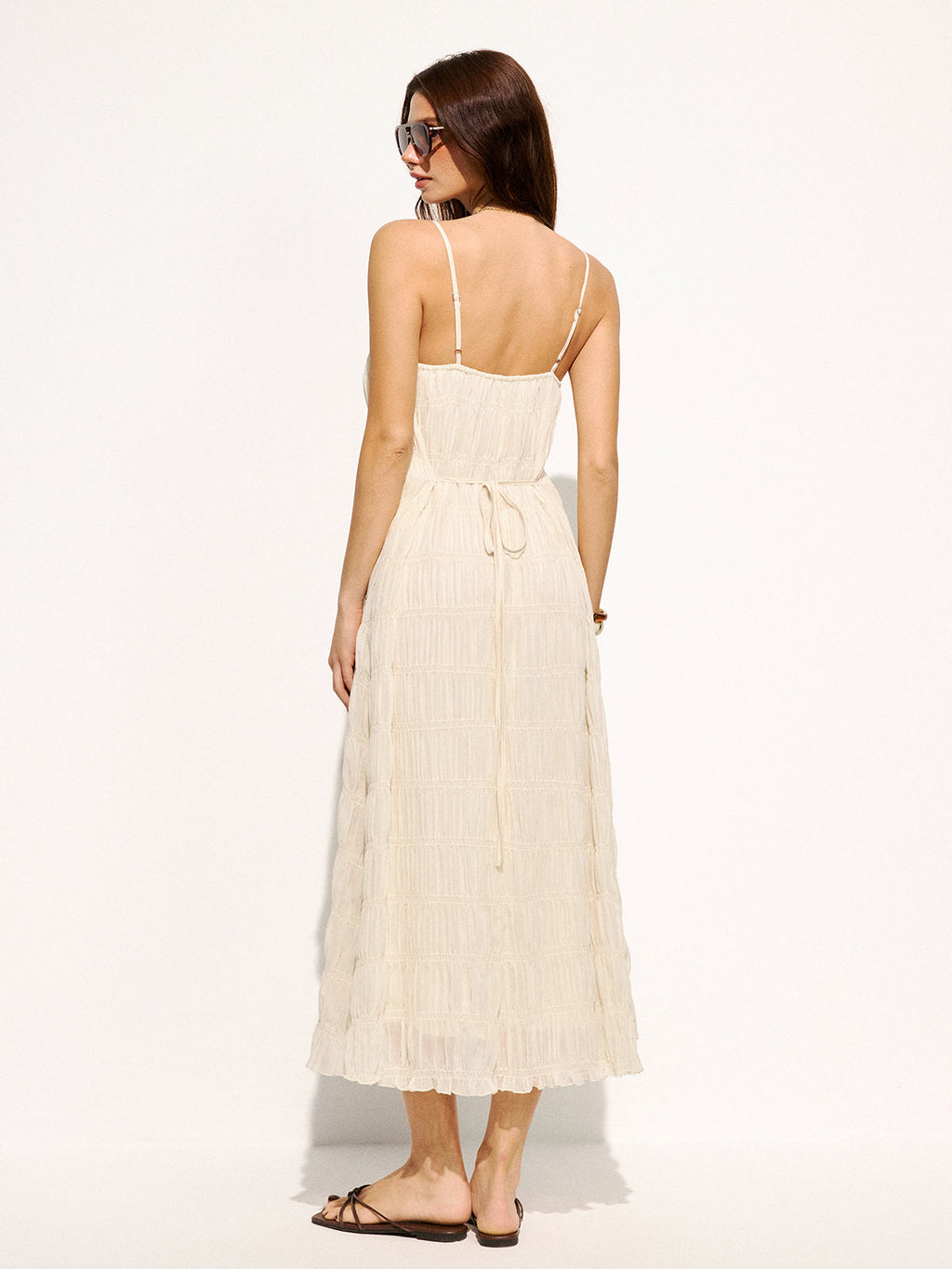 Smocked Tiered Cami Maxi Dress Lightweight Flowy Summer Beachwear