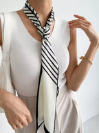 Geometric Striped Skinny Scarf, Lightweight Trendy Accessory for All Seasons
