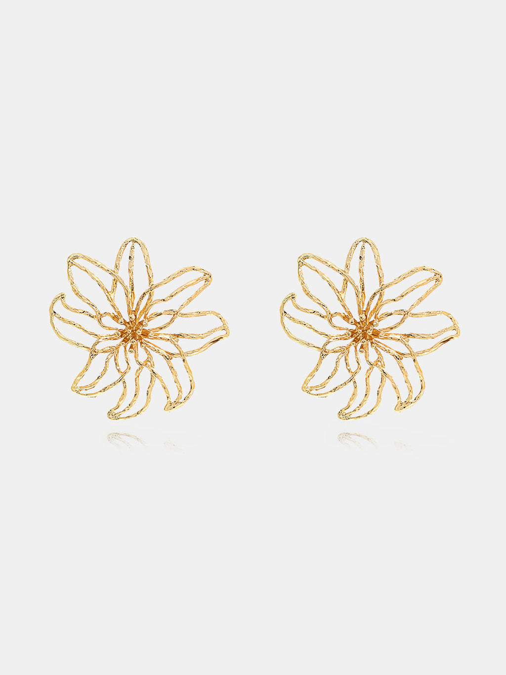 Openwork Flower Stud Earrings Delicate Floral Design Jewelry