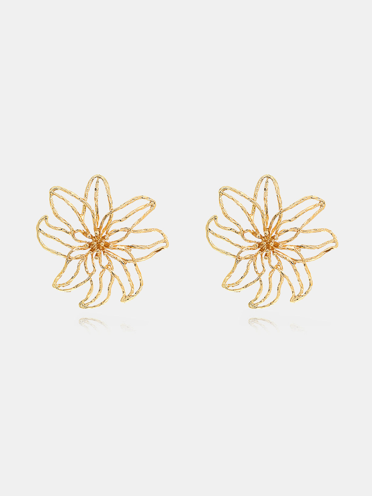 Openwork Flower Stud Earrings Delicate Floral Design Jewelry