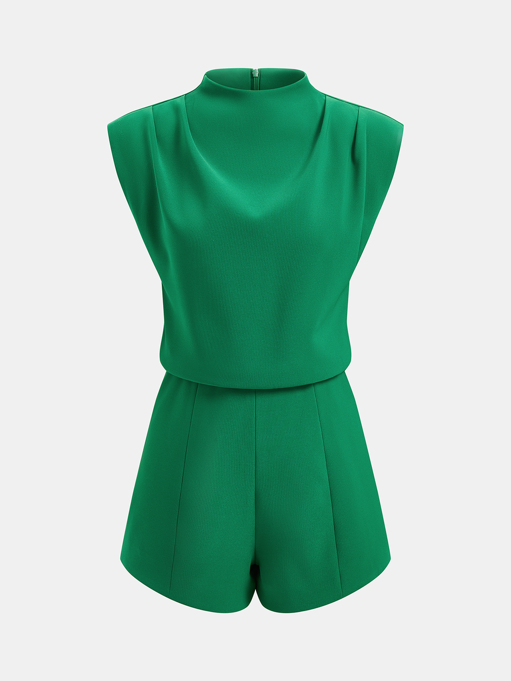 Draped Sleeveless Mock Neck Romper for Evening Wear