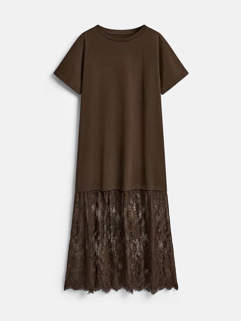 Lace Panel Short Sleeve Maxi Dress for Elegant Evenings