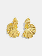 Double Fan Statement Earrings with Layered Drop Design