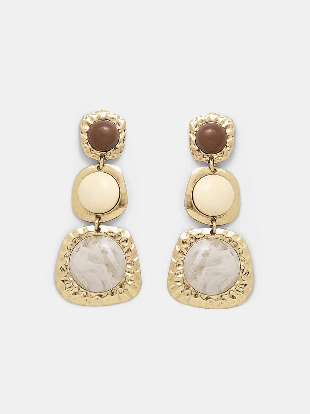 Hammered Tiered Marbled Drop Earrings for Elegant Women's Fashion Accessories