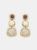 Hammered Tiered Marbled Drop Earrings for Elegant Women's Fashion Accessories