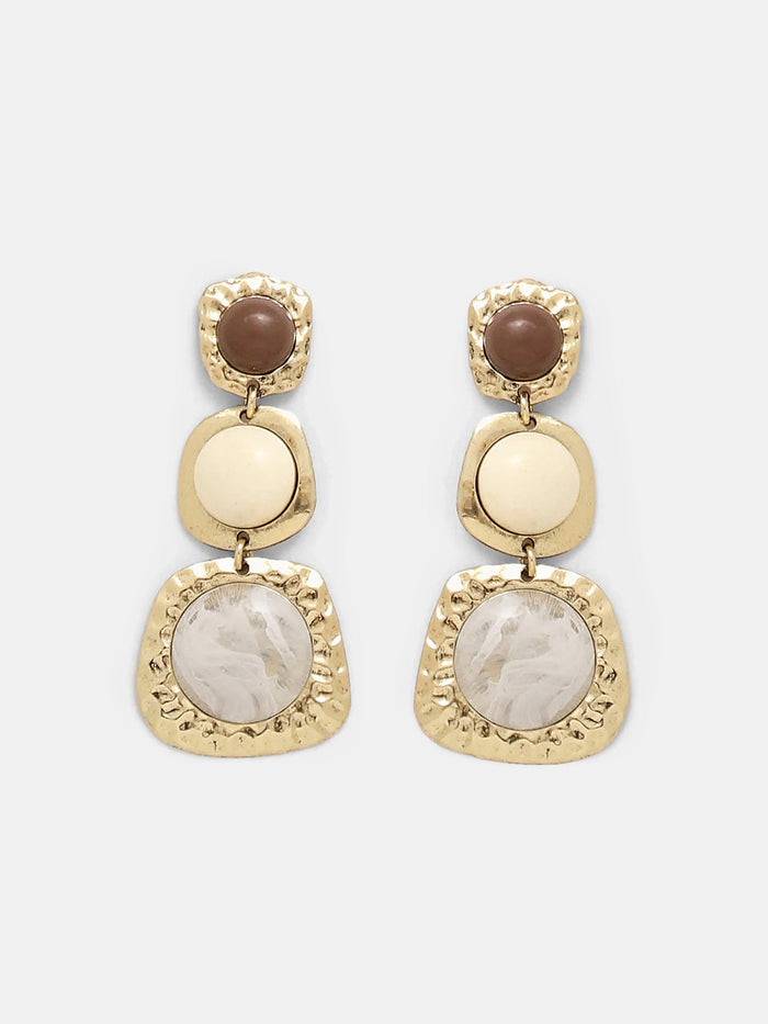 Hammered Tiered Marbled Drop Earrings for Elegant Women's Fashion Accessories