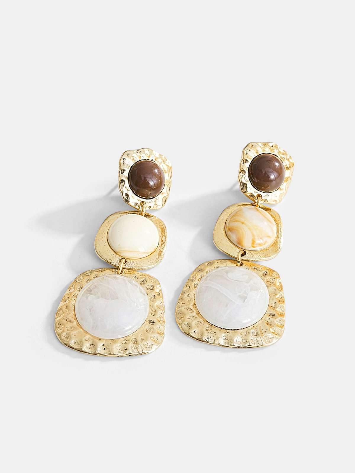 Hammered Tiered Marbled Drop Earrings for Elegant Women's Fashion Accessories