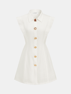 Linen Blend Sleeveless Mini Shirt Dress for Summer Casual Wear