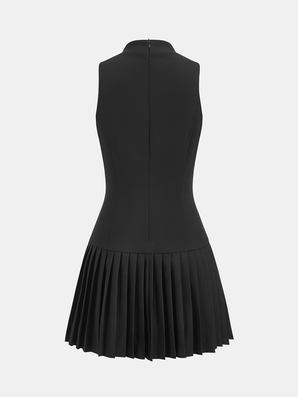 Sleeveless Mock Neck Buckle Pleated Dress for Women Elegant Evening Wear