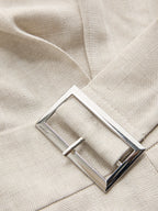 Cotton Linen One Shoulder Belted Top & Pants Set for Women Summer Casual