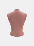 Ruched Mock Neck Fitted Tank Top Slimming Stretch Fabric
