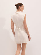 Linen Blend Sleeveless Mini Shirt Dress for Summer Casual Wear