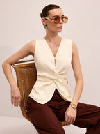 Twisted Sleeveless V-Neck Blouse Women's Casual Summer Top