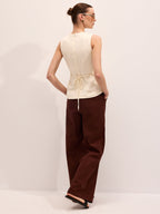 Twisted Sleeveless V-Neck Blouse Women's Casual Summer Top