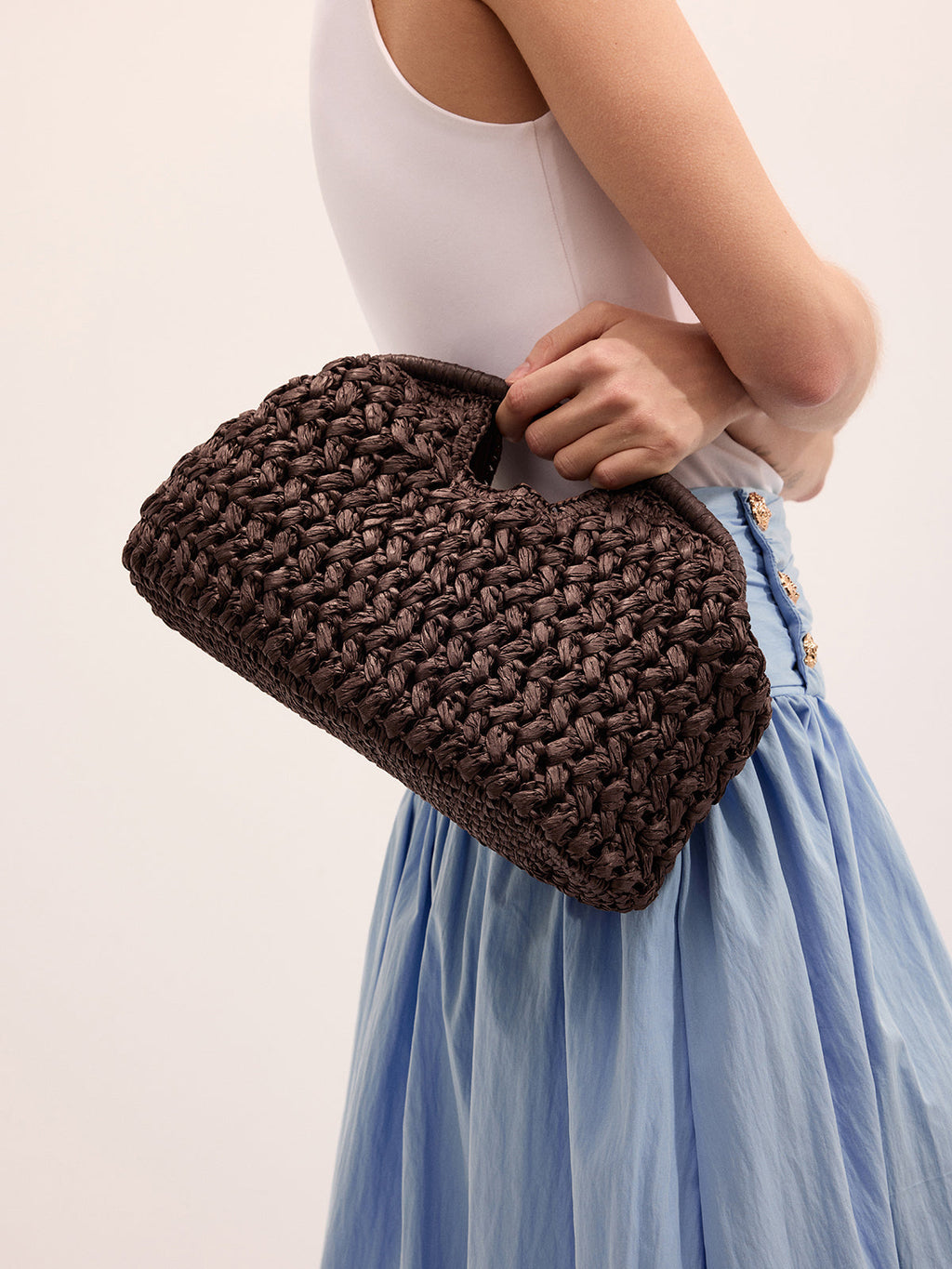 Straw Woven Cloud Clutch Bag Lightweight Bohemian Style Handmade