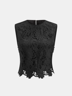 3D Floral Lace Sleeveless Crop Top for Women Summer Casual