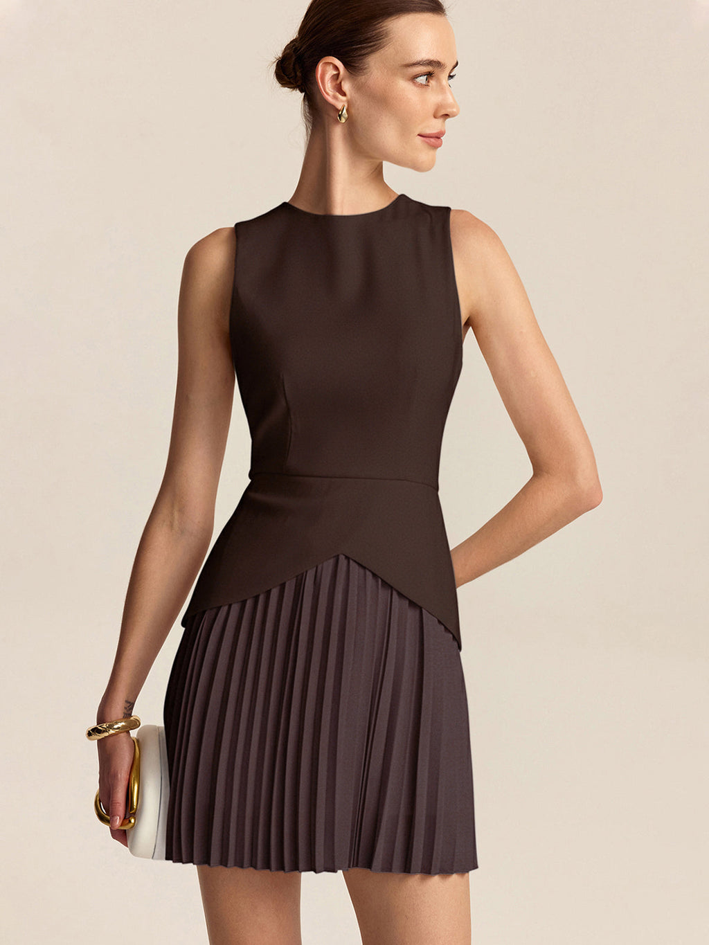 Pleated Hem Mini Dress Flattering Fit Flare Design