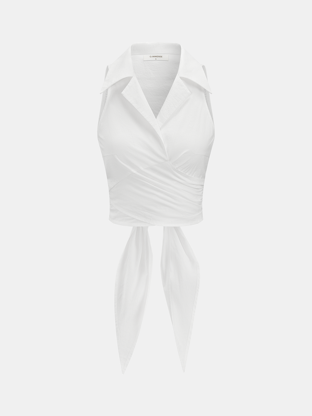 Collared Sleeveless Knotted Cropped Blouse - Trendy Women's Summer Fashion Top