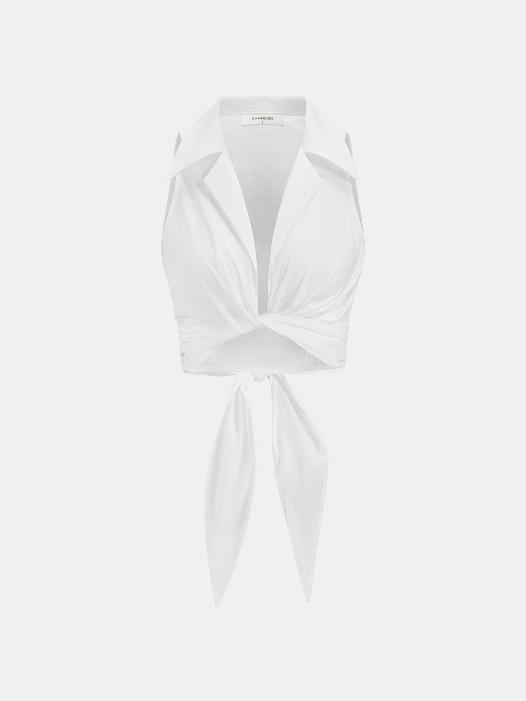 Collared Sleeveless Knotted Cropped Blouse - Trendy Women's Summer Fashion Top