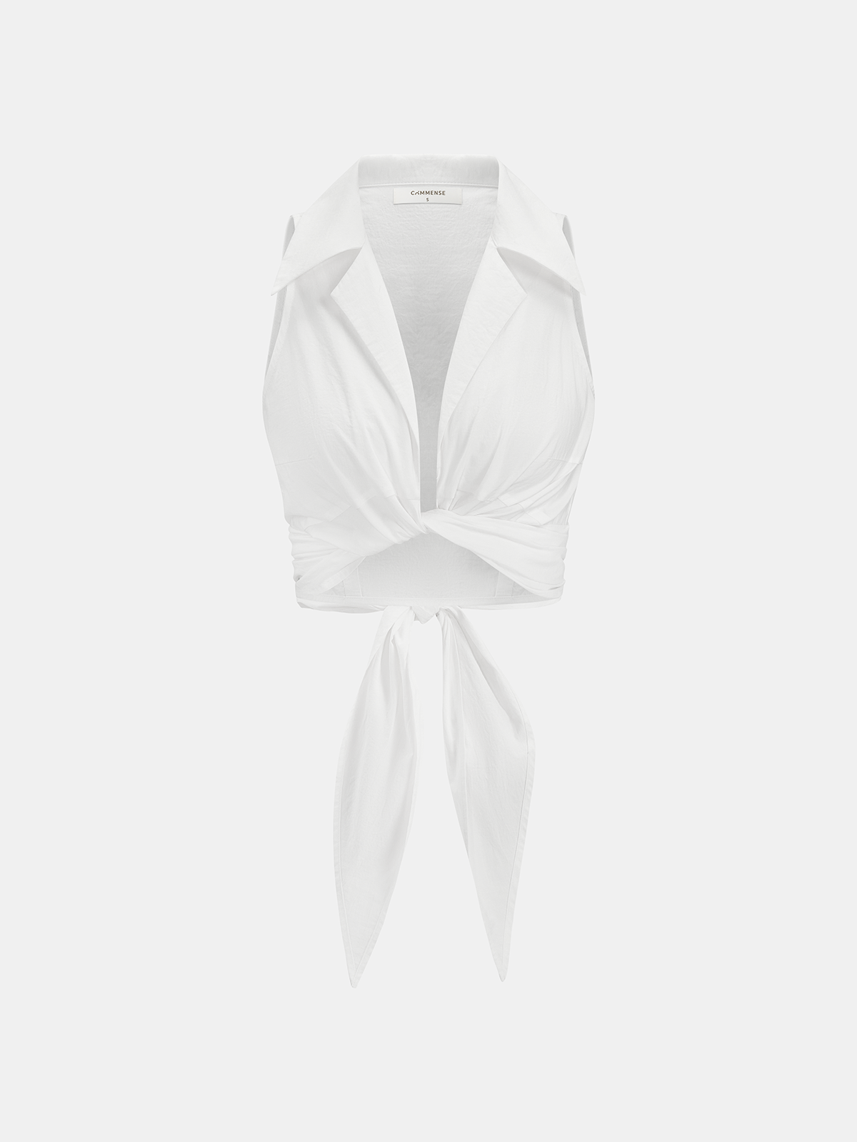 Collared Sleeveless Knotted Cropped Blouse - Trendy Women's Summer Fashion Top