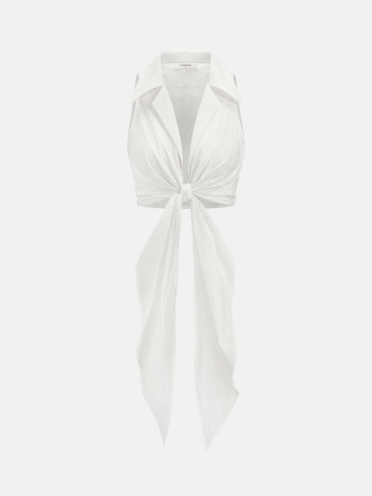 Collared Sleeveless Knotted Cropped Blouse - Trendy Women's Summer Fashion Top