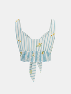 Floral Print Striped Smocked Top & Skirt Set for Women Spring Collection