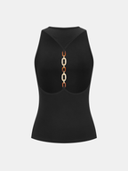 Chain Decor Backless Tank Top Versatile Summer Essential Women's Wear