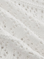 Frog Button Crochet Knit Short Sleeve Top for Women Casual Summer Wear