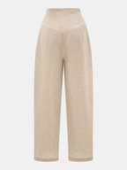 Linen Blend Halter Crop Top & Pants Set with Tie Detail