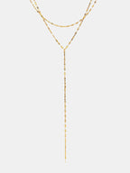Double Layer Y-Drop Lariat Necklace Elegant Adjustable Chain Jewelry