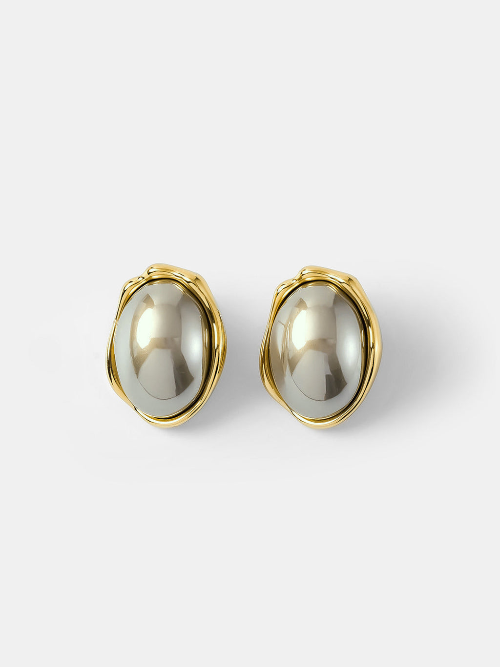 Irregular Frame Oval Stud Earrings Handcrafted Unique Design