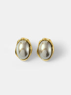 Irregular Frame Oval Stud Earrings Handcrafted Unique Design