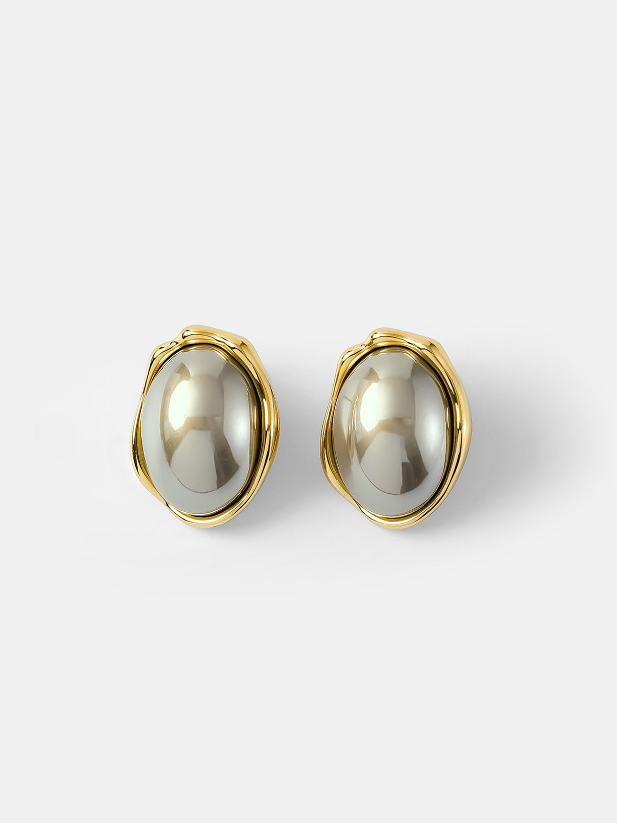 Irregular Frame Oval Stud Earrings Handcrafted Unique Design