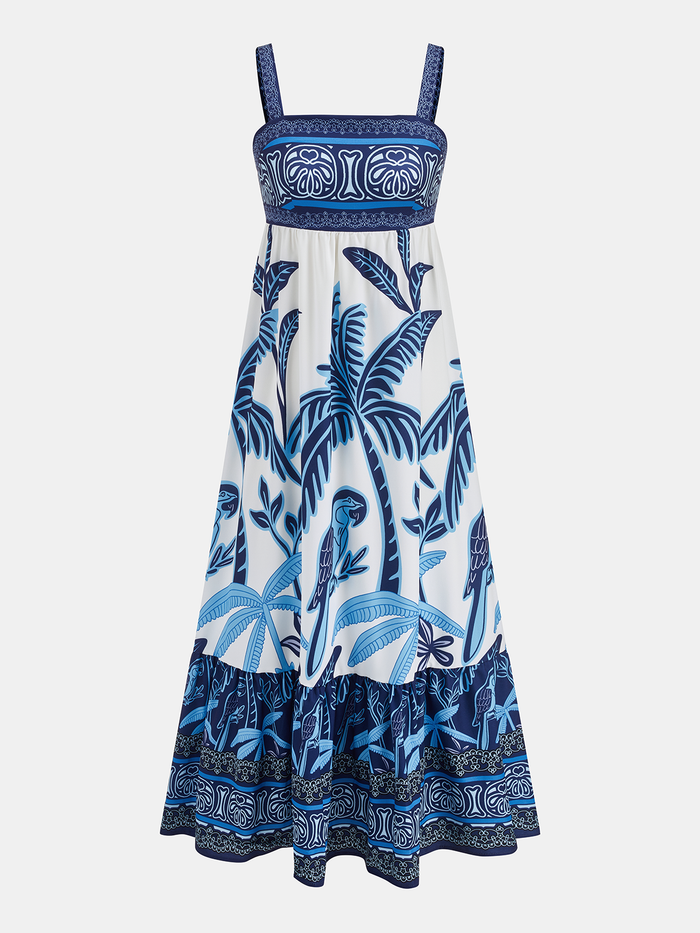 Tropical Print Tiered Maxi Dress for Women Summer 2023