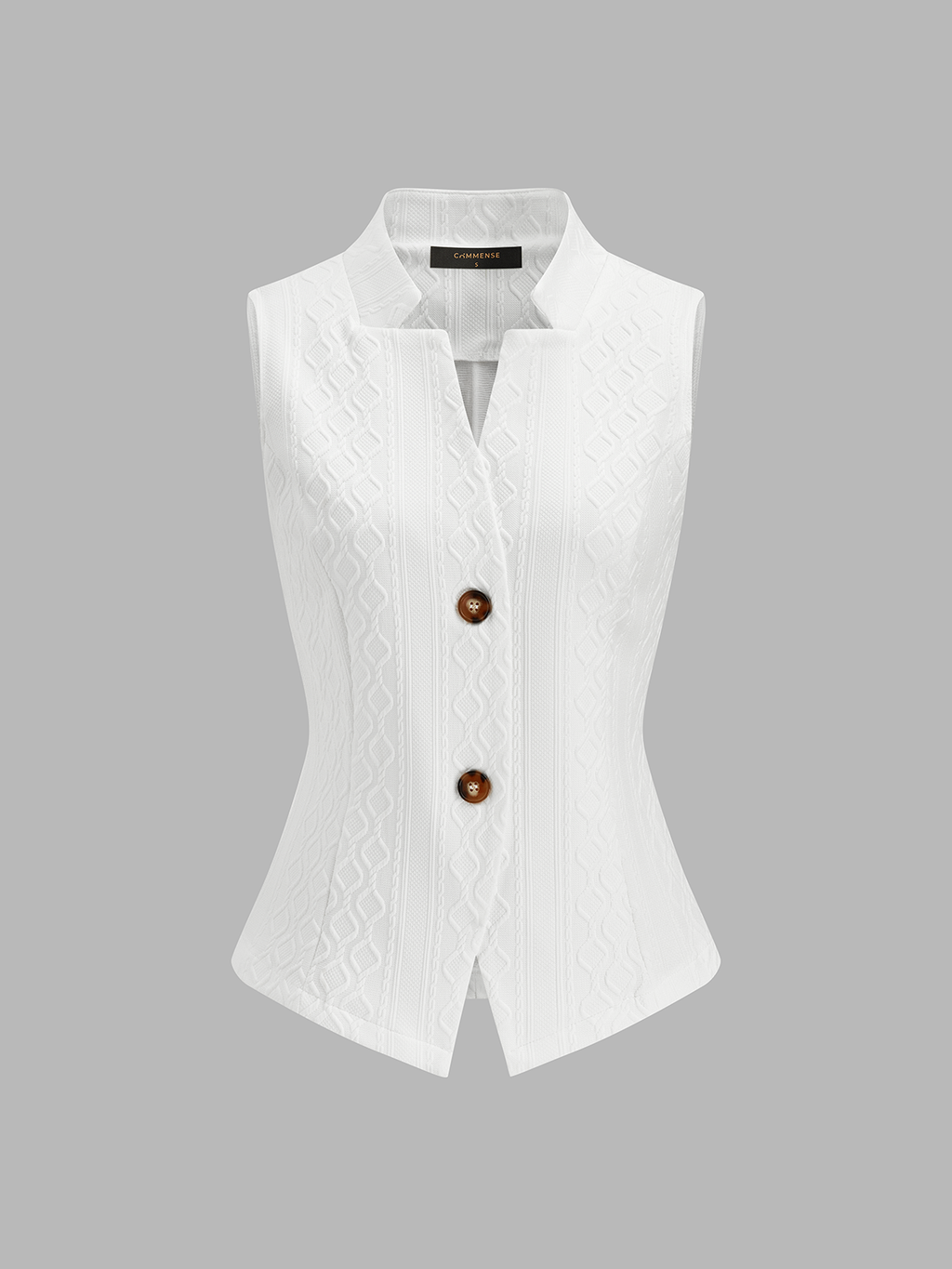 Textured Stand Collar Button Front Vest with Side Pockets for Men