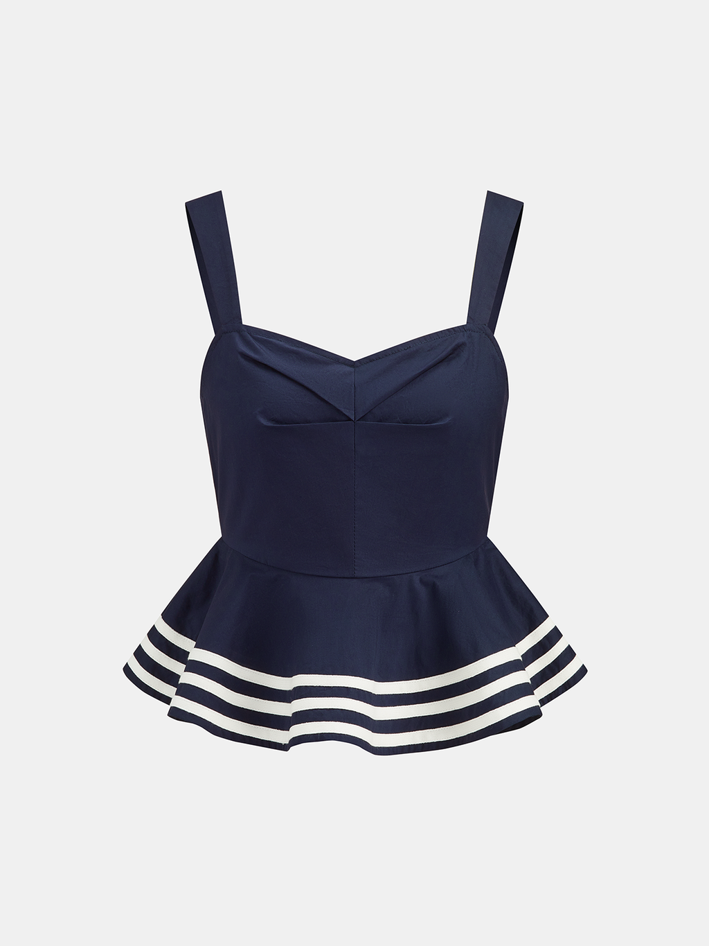 Cotton Peplum Top & Striped Midi Skirt Set for Women Summer Casual