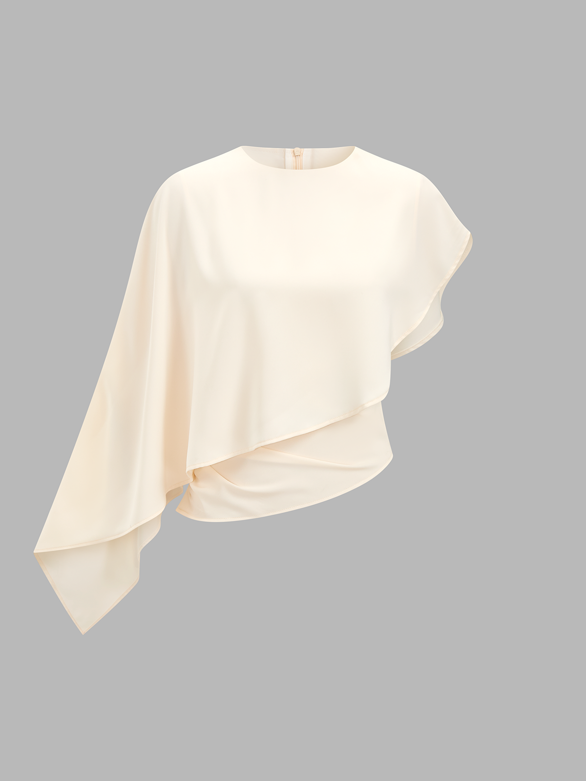 Draped Asymmetrical Satin Blouse Elegant Women's Formal Wear
