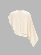 Draped Asymmetrical Satin Blouse Elegant Women's Formal Wear