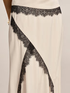 Lace Trim Satin Cowl Neck Top & Mermaid Skirt Set for Elegant Evenings