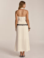 Lace Trim Satin Cowl Neck Top & Mermaid Skirt Set for Elegant Evenings