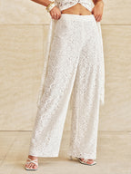 Lace Mid-Waist Wide-Leg Pants for Elegant Evening Wear