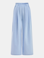 Cotton Linen Shirt & Wide Leg Pants Set, Casual Comfort Summer Outfit