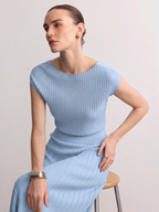 Ribbed Knit Maxi Skirt Comfortable Stretch Fit Long Length