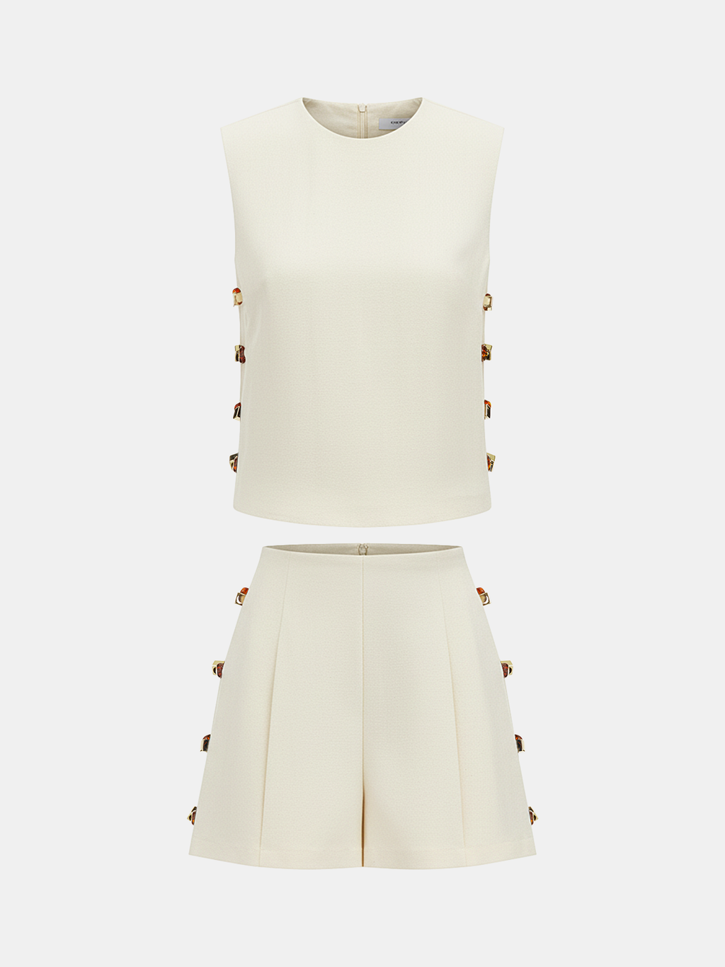 Tortoiseshell Detail Sleeveless Top & Shorts Set for Women Summer Casual