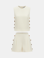 Tortoiseshell Detail Sleeveless Top & Shorts Set for Women Summer Casual